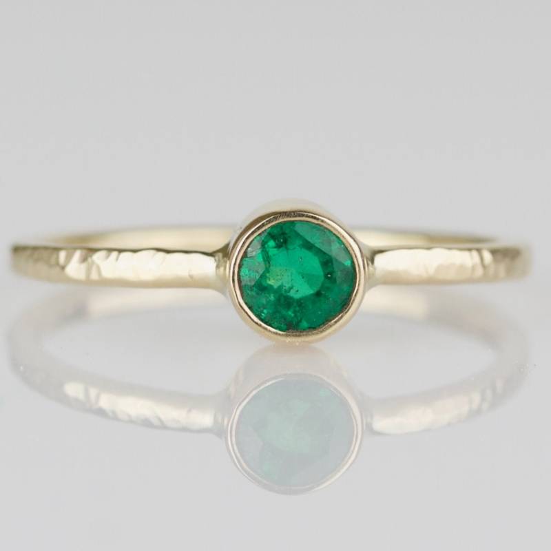 Solid Gold Natürlicher Aa Smaragd Goldring | 14K Mit Rose Oder Weiß - Gelbgold Mai Geburtsstein Ring von MARYJOHN