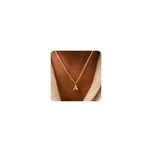 MARYLAX Goldene Initialen-Halsketten für Frauen, kleiner A-Z Anhänger, Choker-Halskette, zierliche kubanische Kette für Frauen, trendige, personalisierte Namenskette, Goldschmuck, Geschenk, 16.5"+2 MARYLAX Goldene Initialen-Halsketten für Frauen, kleiner A-Z Anhänger, Choker-Halskette, zierliche kubanische Kette für Frauen, trendige, personalisierte Namenskette, Goldschmuck, Geschenk, 16.5"+2 von MARYLAX