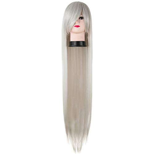 MARYSHARON Kunsthaar-Perücke, hitzebeständig, 100 cm, glattes Haar, für Halloween, Karneval und Kostüm, Himmelblau von MARYSHARON