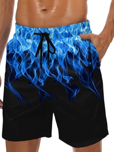 MARZXIN Badeshorts Herren Schnelltrocknend Badehose für Männer mit Meshfutter Boardshorts Lang Strandshorts Atmungsaktiv Schwimmhosen Jungen Beachvolleyball Surfen Schwarz Blau M von MARZXIN