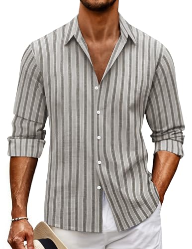 MARZXIN Hemd Herren Gestreifte Langarm Button Down Shirt Hawaii Regular Fit Freizeithemd Männer Hemden Lässige Herrenhemd Schwarz 2XL von MARZXIN