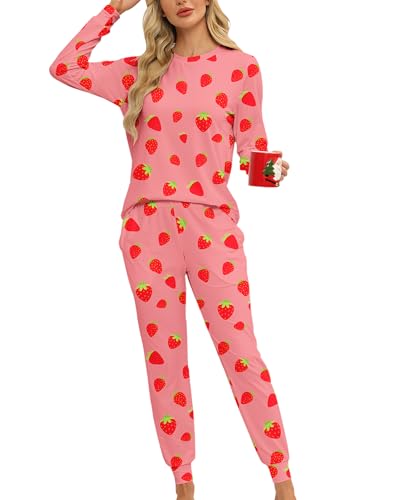 MARZXIN Schlafanzug Damen Langarm Pyjama Set Nachtwäsche Loungewear Zweiteiliger Sleepwear Hausanzug von MARZXIN