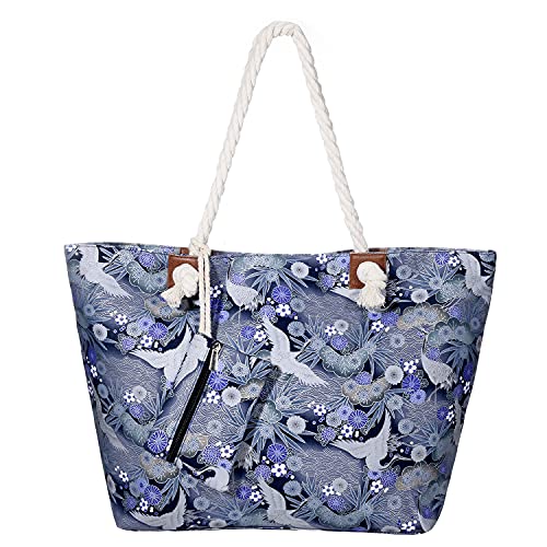 MASADA Badetasche XXL Familie Strandtasche Damen Beach bag groß mit Reißverschluss - Art Deco von MASADA