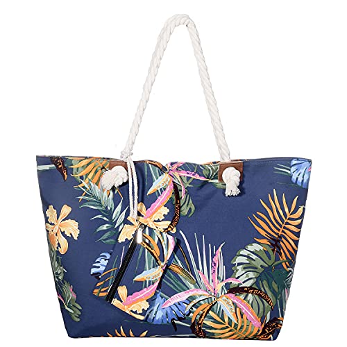 MASADA Badetasche XXL Familie Strandtasche Damen Beach bag groß mit Reißverschluss - Blumenmeer von MASADA