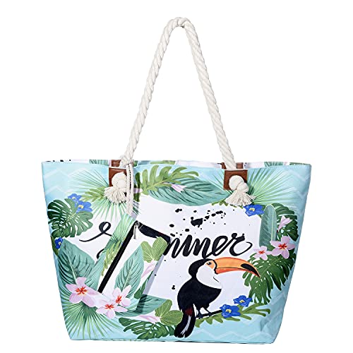 MASADA Badetasche XXL Familie Strandtasche Damen Beach bag groß mit Reißverschluss - Summer von MASADA