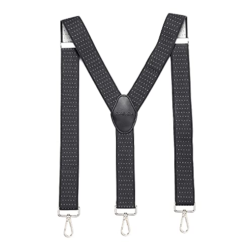 MASADA Herren Hosenträger mit robusten Karabiner Verschluss stufenlos verstellbar 3,5 cm breit und bis zu 195 cm Körpergröße - Gepunktet-Grau Weiß von MASADA