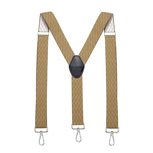 MASADA Herren Hosenträger mit robusten Karabiner Verschluss stufenlos verstellbar 3,5 cm breit und bis zu 195 cm Körpergröße - Raute Hellbraun von MASADA