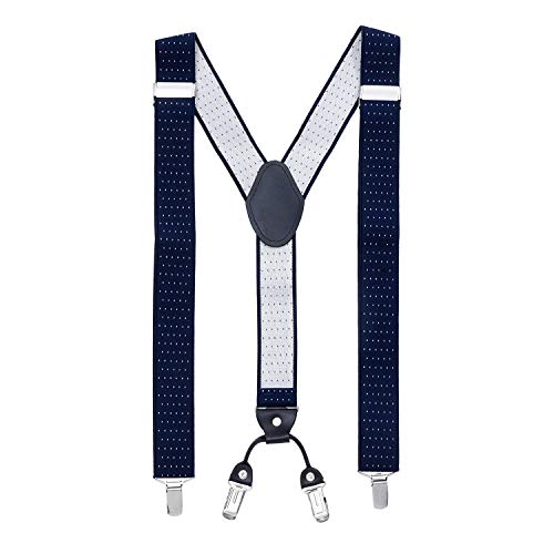 MASADA Hosenträger für Herren mit robusten Clips stufenlos verstellbar 3,5 cm breit und bis zu 195 cm Körpergröße Dunkelblau gepunktet von MASADA