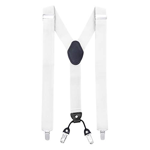 MASADA Hosenträger für Herren mit robusten Clips stufenlos verstellbar 3,5 cm breit und bis zu 195 cm Körpergröße Weiß von MASADA
