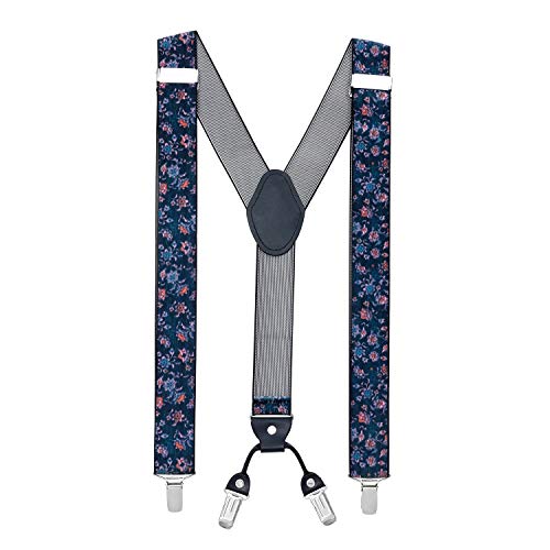 MASADA Hosenträger für Herren mit robusten Clips stufenlos verstellbar 3,5 cm breit und bis zu 195 cm Körpergröße retro Blumen-Muster von MASADA