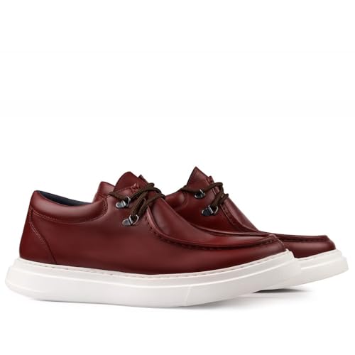 MASALTOS Aufzug Schuhe Herrenschuhe Die auf Unsichtbare Weise Ihre Körpergrösse bis zu 7 cm Erhöhen. Herrenschuhe mit Verstecktem Absatz. Modell Brindisi Bordeaux 43 von MASALTOS