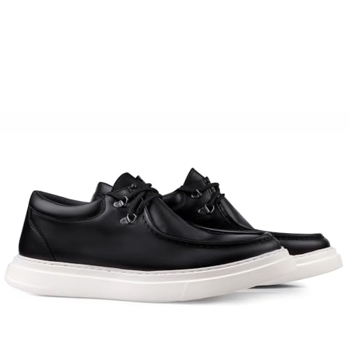MASALTOS Aufzug Schuhe Herrenschuhe Die auf Unsichtbare Weise Ihre Körpergrösse bis zu 7 cm Erhöhen. Herrenschuhe mit Verstecktem Absatz. Modell Brindisi Schwarz 39 von MASALTOS