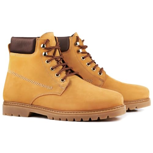 MASALTOS Aufzug Schuhe Herrenschuhe Die auf Unsichtbare Weise Ihre Körpergrösse bis zu 7 cm Erhöhen. Herrenschuhe mit Verstecktem Absatz. Modell Montana Braun 41 von MASALTOS