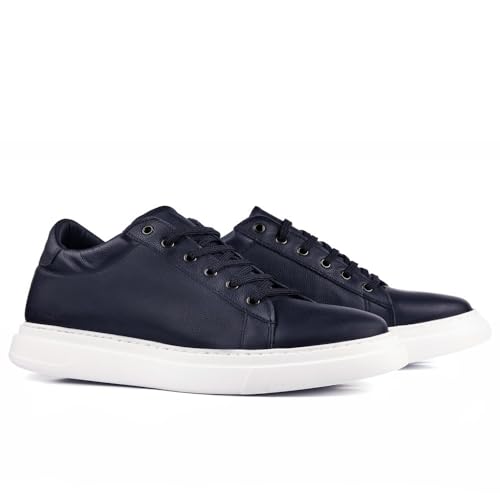 MASALTOS Aufzug Schuhe Herrenschuhe Die auf Unsichtbare Weise Ihre Körpergrösse bis zu 7 cm Erhöhen. Herrenschuhe mit Verstecktem Absatz. Modell Toscana Blau 39 von MASALTOS