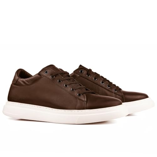 MASALTOS Aufzug Schuhe Herrenschuhe Die auf Unsichtbare Weise Ihre Körpergrösse bis zu 7 cm Erhöhen. Herrenschuhe mit Verstecktem Absatz. Modell Toscana Braun 41 von MASALTOS