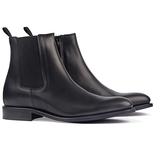 MASALTOS Aufzug Schuhe Herrenschuhe Die auf Unsichtbare Weise Ihre Körpergrösse bis zu 7 cm Erhöhen. Modell Flavio (Schwarz, EU Schuhgrößensystem, Erwachsene, Herren, Numerisch, M, 43) von MASALTOS