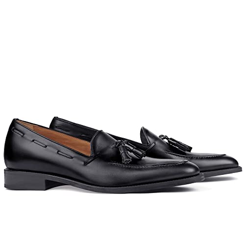 MASALTOS Aufzug Schuhe Herrenschuhe Die auf Unsichtbare Weise Ihre Körpergrösse bis zu 7 cm Erhöhen. Modell Florencia (Schwarz, EU Schuhgrößensystem, Erwachsene, Herren, Numerisch, M, 42) von MASALTOS