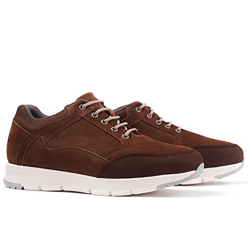 MASALTOS Aufzug Schuhe Herrenschuhe die auf unsichtbare Weise Ihre Körpergrösse bis zu 7 cm erhöhen. Modell Berna (Braun, EU Schuhgrößensystem, Erwachsene, Herren, Numerisch, M, 43) von MASALTOS