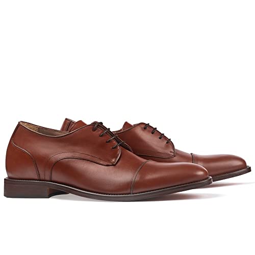 MASALTOS Aufzug Schuhe Herrenschuhe die auf unsichtbare Weise Ihre Körpergrösse bis zu 7 cm erhöhen. Modell Birmingham (Braun, EU Schuhgrößensystem, Erwachsene, Herren, Numerisch, M, 37) von MASALTOS