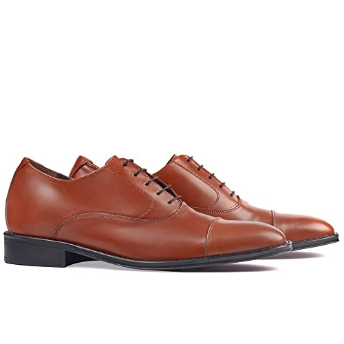 MASALTOS Aufzug Schuhe Herrenschuhe die auf unsichtbare Weise Ihre Körpergrösse bis zu 7 cm erhöhen. Modell Derbi (Braun, EU Schuhgrößensystem, Erwachsene, Herren, Numerisch, M, 42) von MASALTOS