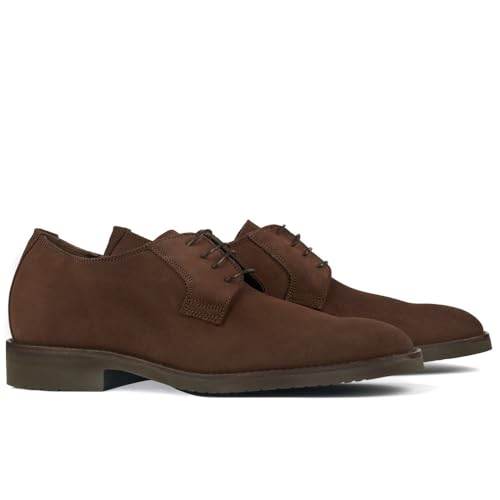 MASALTOS Aufzug Schuhe Herrenschuhe die auf unsichtbare Weise Ihre Körpergrösse bis zu 7 cm erhöhen. Modell Lawson (Braun, EU Schuhgrößensystem, Erwachsene, Herren, Numerisch, M, 42) von MASALTOS