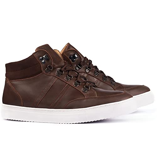 MASALTOS Aufzug Schuhe Herrenschuhe die auf unsichtbare Weise Ihre Körpergrösse bis zu 7 cm erhöhen. Modell Padua (Braun, EU Schuhgrößensystem, Erwachsene, Herren, Numerisch, M, 42) von MASALTOS