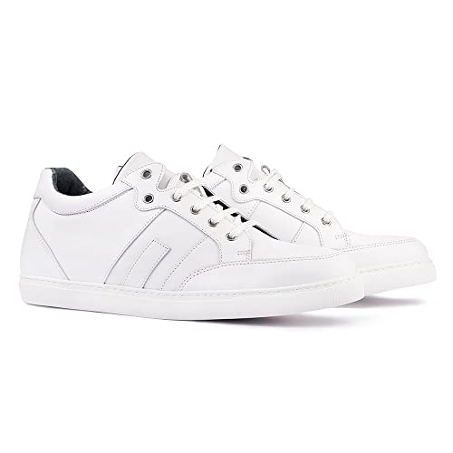 MASALTOS Herrenschuhe die auf unsichtbare Weise Ihre Körpergrösse bis zu 7 cm erhöhen. Herrenschuhe mit verstecktem Absatz. Modell Ibiza B Weiß 44 von MASALTOS