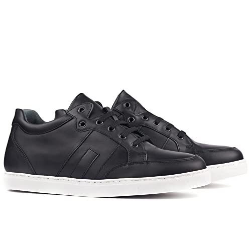 MASALTOS Schuhe Herrenschuhe die auf unsichtbare Weise Ihre Körpergrösse bis zu 7 cm erhöhen. Modell Ibiza (Schwarz, EU Schuhgrößensystem, Erwachsene, Herren, Numerisch, M, 40) von MASALTOS