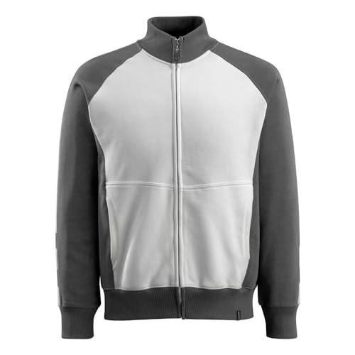 Mascot Unique Amberg Sweatjacke Modern Fit Durchgehender Reißverschluss Sweathirt-Jacke (M, Weiß/dunkelanthrazit) von MASCOT