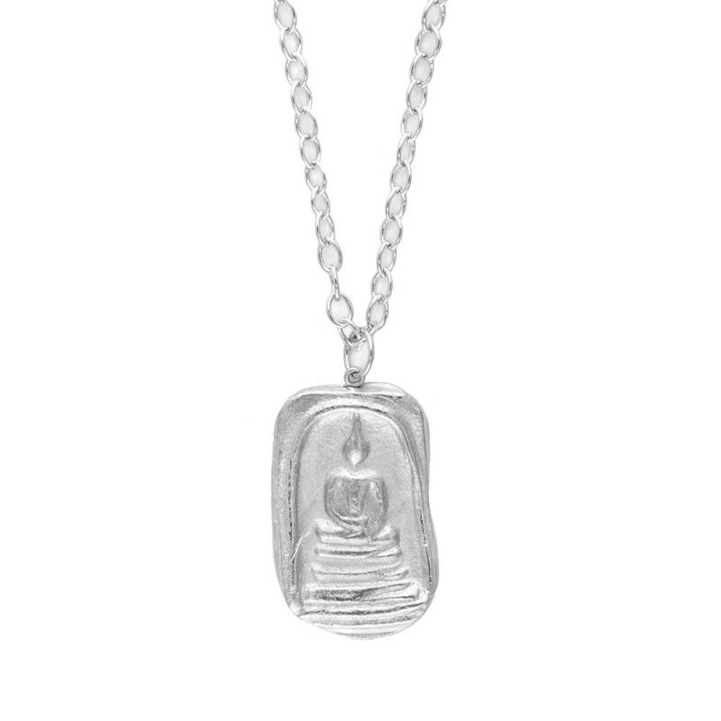 Silber Buddha Charme Lange Perlen Halskette in Silber, Handgefertigt, Freundschaftsgeschenk, Yogi Geschenk, Yoga Buddah Schmuck, Namaste Schmuck von MASDesignsjewelry
