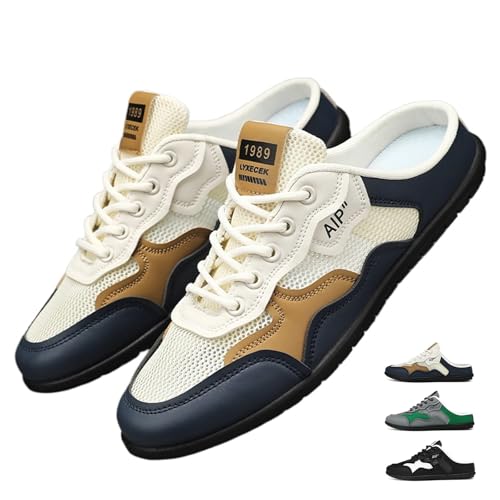 MASHANGGOU New Summer Men's Slip on Mule Sneakers, Men's Backless Sneakers Sports Slippers Casual Mesh Trendy Backless Tennis Shoes (Beige,40EU) von MASHANGGOU