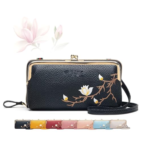 MASHANGGOU Women Sling Cross-Body Wallet with Mobile Cell Phone Holder, Cell Phone Handbags with Card Slots Mini Coin Clutch Bag (Black) von MASHANGGOU