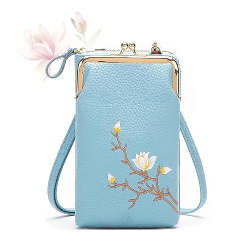 MASHANGGOU Women Sling Cross-Body Wallet with Mobile Cell Phone Holder, Cell Phone Handbags with Card Slots Mini Coin Clutch Bag (Blue) von MASHANGGOU