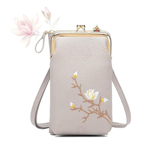 MASHANGGOU Women Sling Cross-Body Wallet with Mobile Cell Phone Holder, Cell Phone Handbags with Card Slots Mini Coin Clutch Bag (Grey) von MASHANGGOU