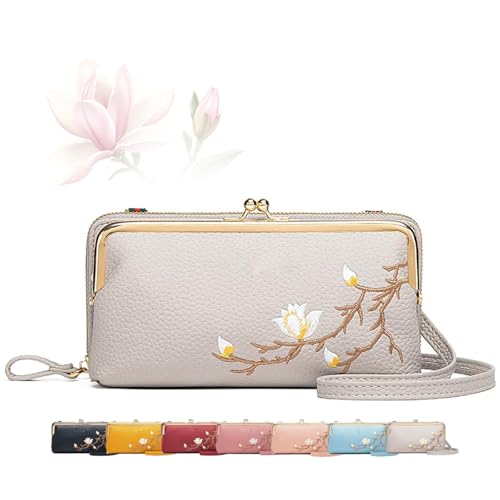 MASHANGGOU Women Sling Cross-Body Wallet with Mobile Cell Phone Holder, Cell Phone Handbags with Card Slots Mini Coin Clutch Bag (Grey) von MASHANGGOU