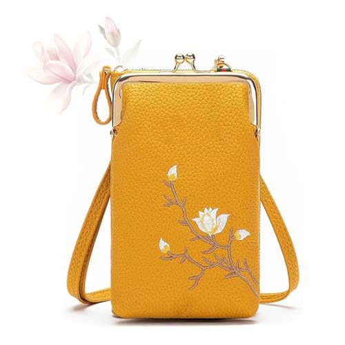 MASHANGGOU Women Sling Cross-Body Wallet with Mobile Cell Phone Holder, Cell Phone Handbags with Card Slots Mini Coin Clutch Bag (Yellow) von MASHANGGOU