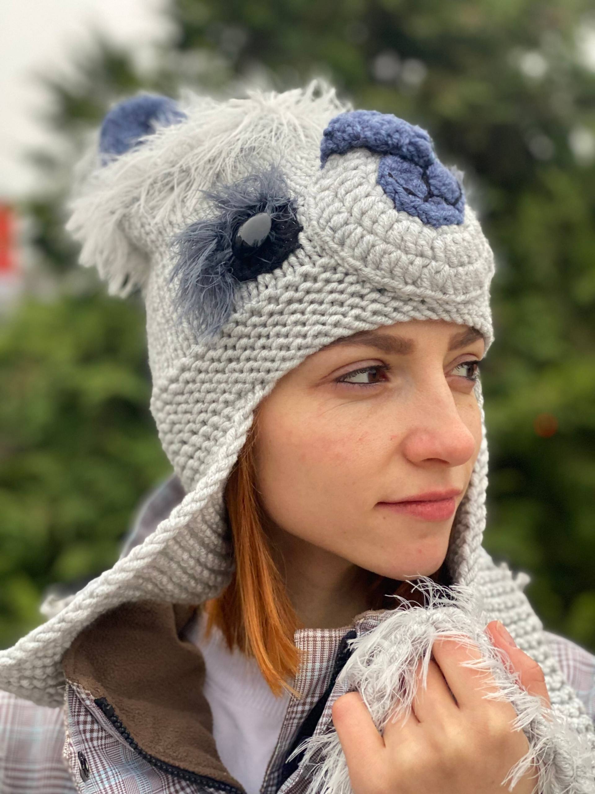 Lama Geschenk Сrochet Mütze Mit Ohrklappen Alpaka Strick Baby Winter Tiermütze Mutter Tochter Beanies Für Kinder Wolle von MASKAknit