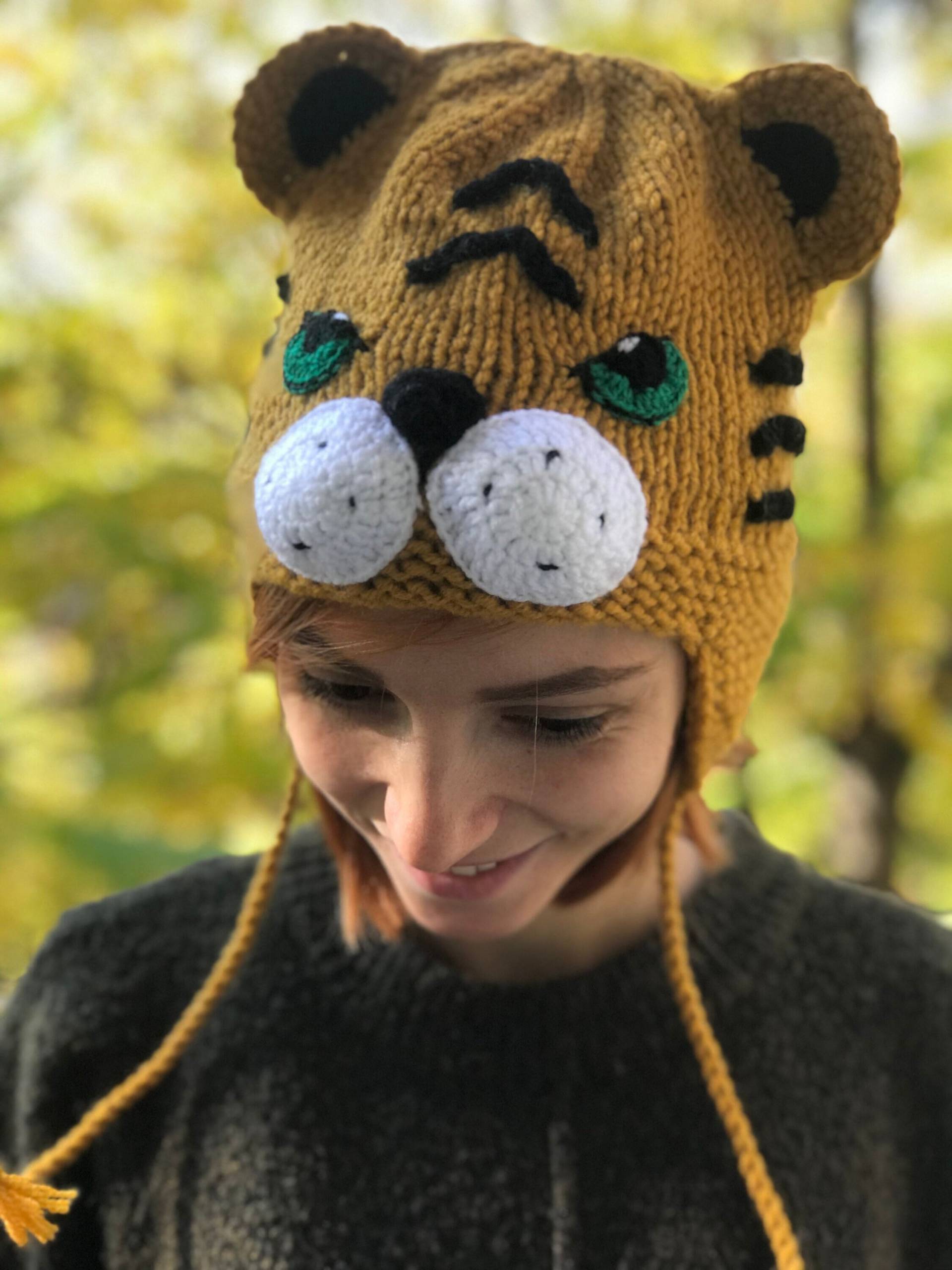 Tiger Mütze Gestrickt Baby Geschenk Für Sie Ihn Geschenkbox Tiermütze Häkelmütze Tigermütze Beste Freundin Kinder Mama von MASKAknit