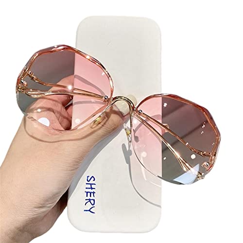 Brillen für Damen Sonnenbrillen Luxus Runde Sonnenbrillen mit Farbverlauf Metall gebogene Bügel gebogene Damen Ozean randlose randlose Sonnenbrille von MASKIS