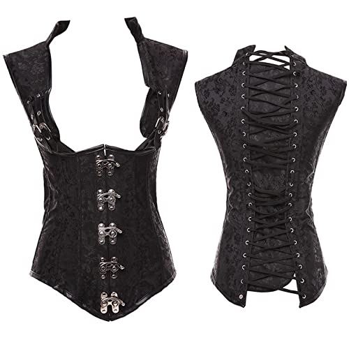 Korsett Satin Korsetts für Frauen Leder Korsett Frauen Sexy Neck Strap Gothic Korsett Bustier Vollbrust Outwear Top Fashion Mieder von MASKIS