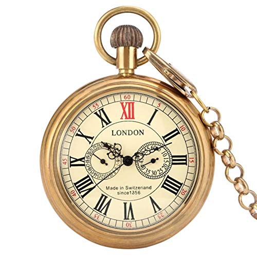 MASKIS Taschenuhr Halskette Royal Copper London Antik Zeiger mechanische Taschenuhr & Uhren Antik Handaufzug Skelett Taschenuhr Kette, Standard, Default von MASKIS