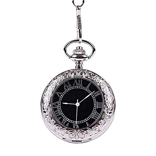 MASKIS Taschenuhr Retro Taschenuhr, Gravur Transparent Glasvoll Automatisch Silber Flip Lace Mechanisch für Männer Frauen (Farbe: Silber, Größe: 4,7 x 1,5 cm) (Farbe: Silber, Größe: 4,7 x 1,5 cm), silber, 4.7x1.5cm von MASKIS