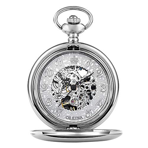 Taschenuhr Retro Mechanische Taschenuhr Glattes Gehäuse Handaufzug Uhren Gravieren Flip Case Taschenuhr Kette Für Männer Frauen von MASKIS