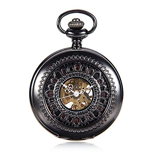 Taschenuhr Retro Taschenuhr, hohl Flip mechanischRetro hohl mechanischfür Männer und Frauen für Männer Frauen (Farbe: Schwarz, Größe: 4,7 x 1,5 cm) (Farbe: Schwarz, Größe: 4,7 x 1,5 cm), Schwarz , von MASKIS