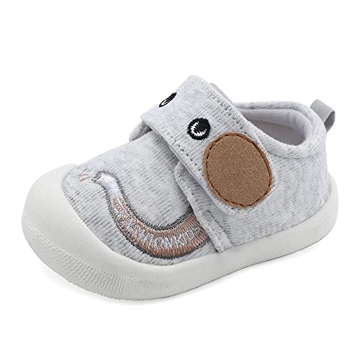 MASOCIO Lauflernschuhe Babyschuhe Junge Baby Schuhe Jungen Sneaker Lauflern 6-12 Monate Grau Größe 19 (Herstellergröße: CN 14) von MASOCIO