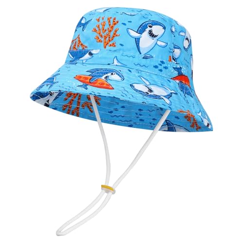 MASOCIO Baby Kinder Sonnenhut Sommermütze Junge Mädchen Mütze Hut 1 2 Jahre UV Schutz 50 Fischerhut Sonnenmütze Sun Sommer Hat 12 Jungen Sommerhut Alter 6-24 Monate Tiere Blau 4 von MASOCIO