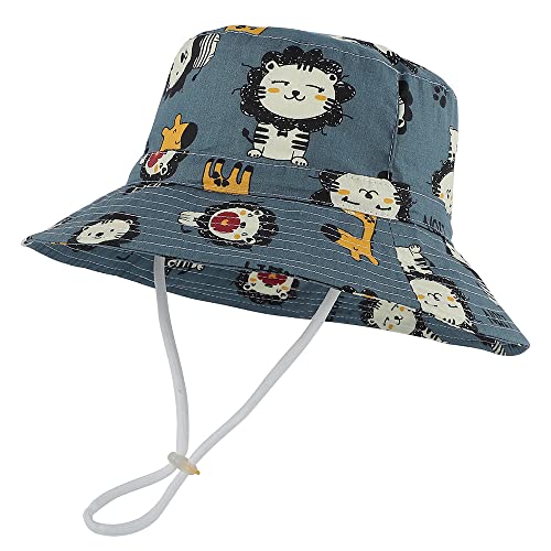 MASOCIO Baby Kinder Sonnenhut Sommermütze Junge Mädchen Mütze Hut 1 2 Jahre UV Schutz 50 Fischerhut Sonnenmütze Sun Sommer Hat 12 Jungen Sommerhut Alter 6-24 Monate Tiere Grau von MASOCIO