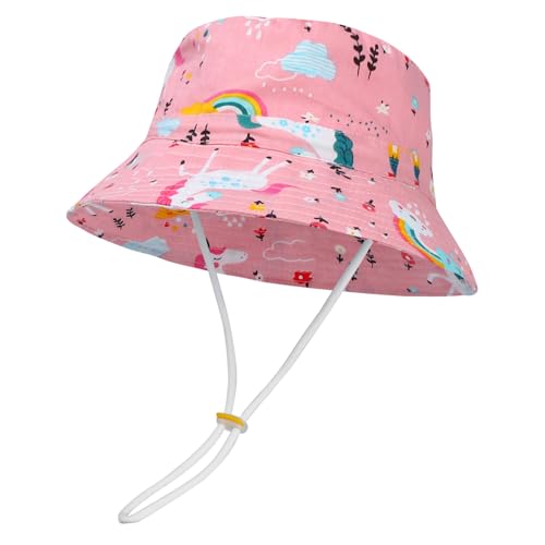 MASOCIO Baby Kinder Sonnenhut Sommermütze Mädchen Mütze Hut UV Schutz 50 Fischerhut Sonnenmütze Sun Sommer Hat Sommerhut Alter 2 3 4 5 6 Jahre Rosa 2 von MASOCIO