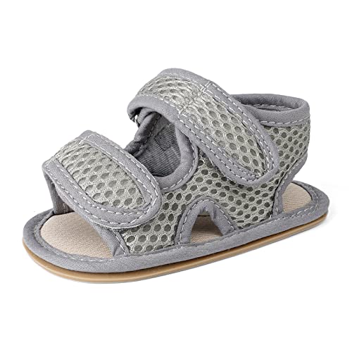 MASOCIO Baby Sandalen Junge Baby Sommer Schuhe Babyschuhe Jungen Sommerschuhe 0 Größe 18 Sandals 3-6 Monate Grau von MASOCIO