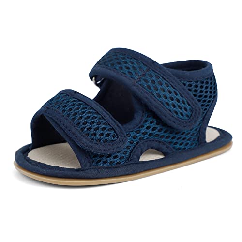 MASOCIO Baby Sandalen Junge Mädchen Baby Sommer Schuhe Babyschuhe Jungen Sommerschuhe 0 Größe 18 Sandals 3-6 Monate Navy Blau von MASOCIO